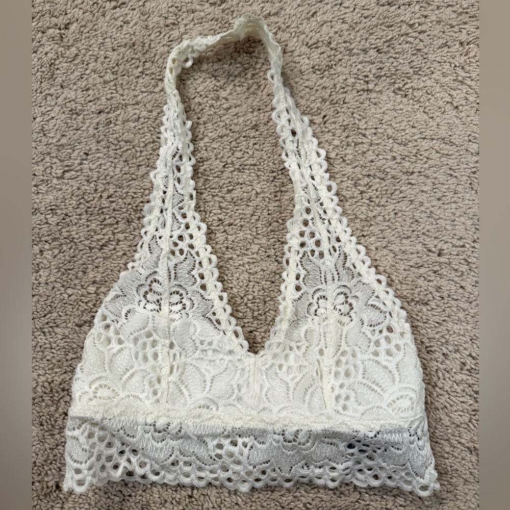 Aerie White Lace Halter Bralette
